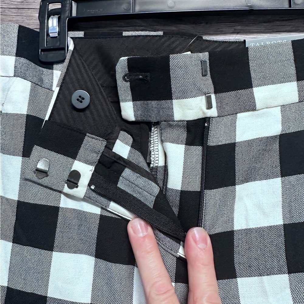 Talbots Hampshire Ankle Black and White Checkered Straight Leg Dress Pants - Picture 3 of 5